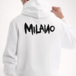 Milano, Φούτερ με Κουκούλα σε Λευκό Χρώμα