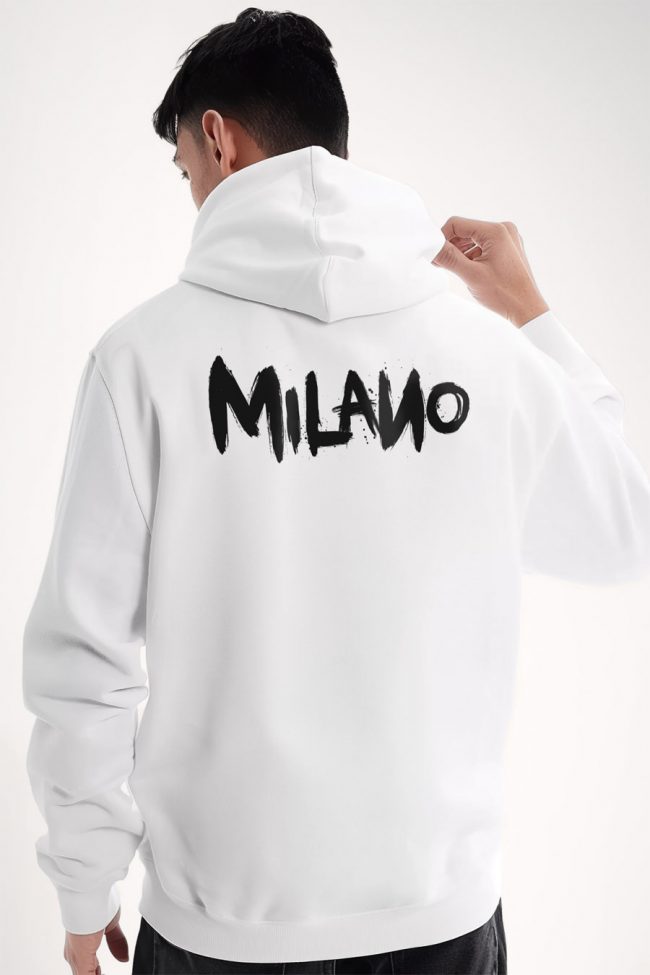 Milano, Φούτερ με Κουκούλα σε Λευκό Χρώμα