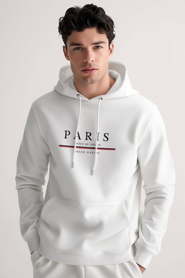 Paris Dream Makers, Φούτερ με Κουκούλα σε Λευκό Χρώμα