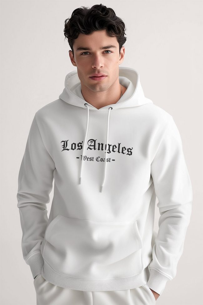 West Coast Los Angeles, Φούτερ με Κουκούλα σε Λευκό Χρώμα