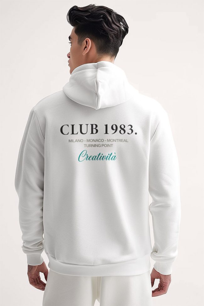 Club 1983, Φούτερ με Κουκούλα σε Λευκό Χρώμα