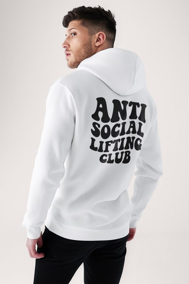 Antisocial Lifting Club, Φούτερ με Κουκούλα σε Λευκό Χρώμα