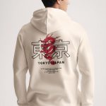 Japanese Dragon, Φούτερ με Κουκούλα σε Εκρού Χρώμα