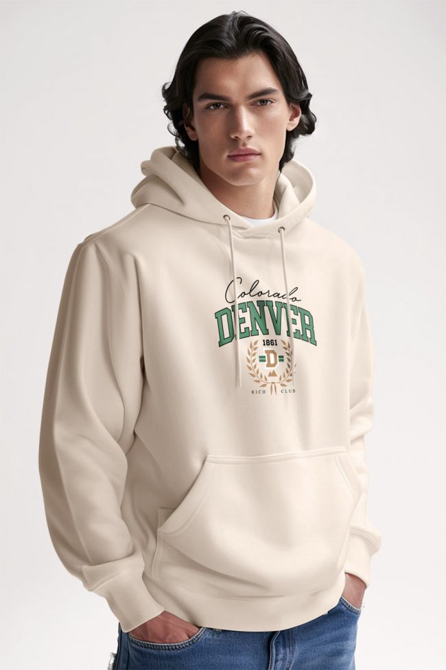Denver Rich Club, Φούτερ με Κουκούλα σε Εκρού Χρώμα