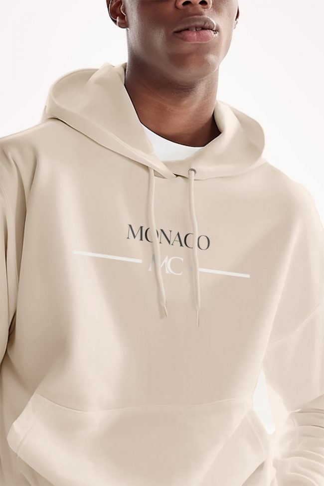 Monaco Mc, Φούτερ με Κουκούλα σε Εκρού Χρώμα