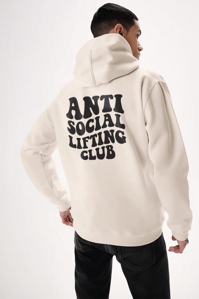 Antisocial Lifting Club, Φούτερ με Κουκούλα σε Εκρού Χρώμα