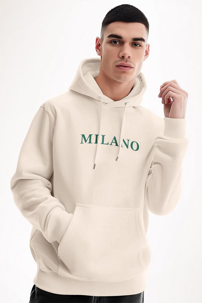Milano Green, Φούτερ με Κουκούλα σε Εκρού Χρώμα