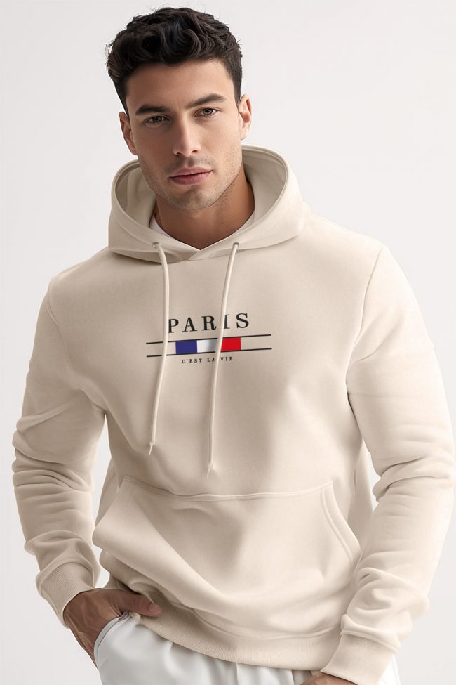 Paris La Vie, Φούτερ με Κουκούλα σε Εκρού Χρώμα