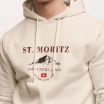 St. Moritz Swiss Ski Club, Φούτερ με Κουκούλα σε Εκρού Χρώμα