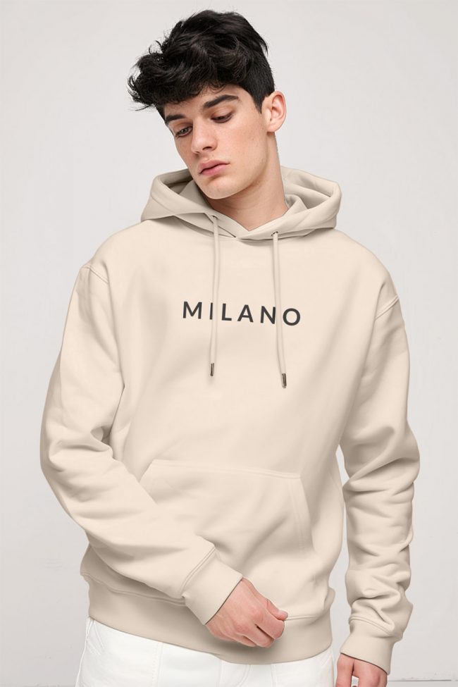 Milano Grey, Φούτερ με Κουκούλα σε Εκρού Χρώμα