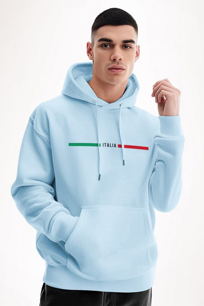 Italia Red Green, Φούτερ με Κουκούλα σε Γαλάζιο Χρώμα