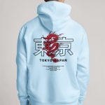 Japanese Dragon, Φούτερ με Κουκούλα σε Γαλάζιο Χρώμα