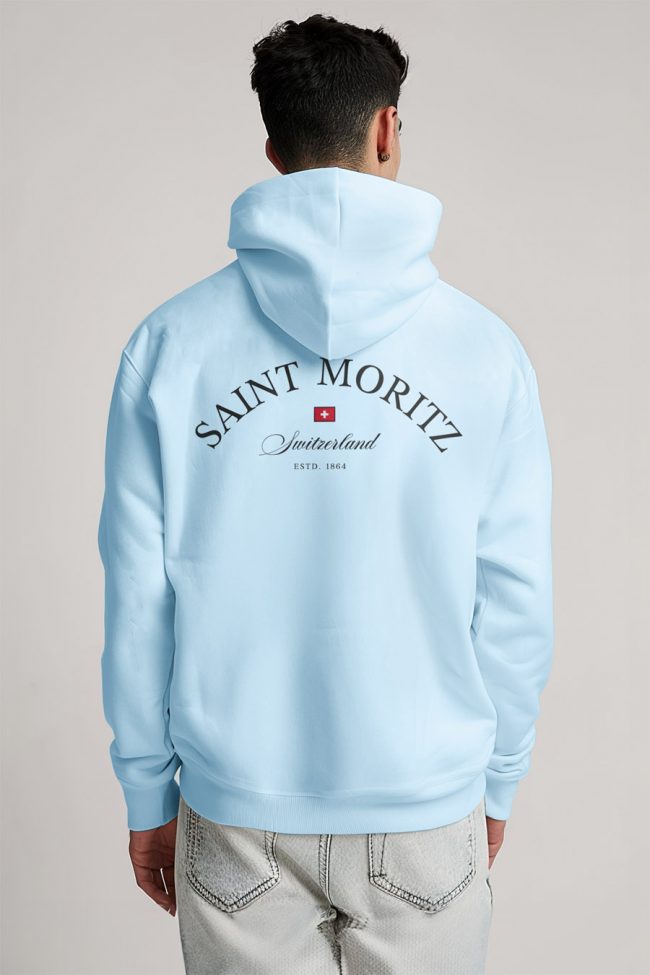 Saint Moritz, Φούτερ με Κουκούλα σε Γαλάζιο Χρώμα