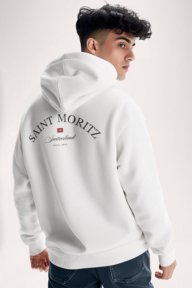 Saint Moritz, Φούτερ με Κουκούλα σε Λευκό Χρώμα