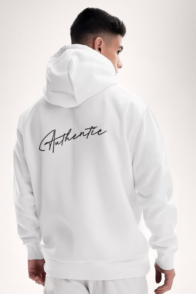 Authentic, Φούτερ με Κουκούλα σε Λευκό Χρώμα