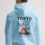 Japanese Sunset, Φούτερ με Κουκούλα σε Γαλάζιο Χρώμα
