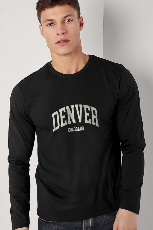 Denver Colorado, Long Sleeve Μπλούζα σε Μαύρο Χρώμα
