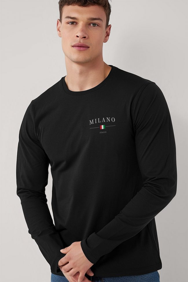 Milano Italia Minimal, Long Sleeve Μπλούζα σε Μαύρο Χρώμα