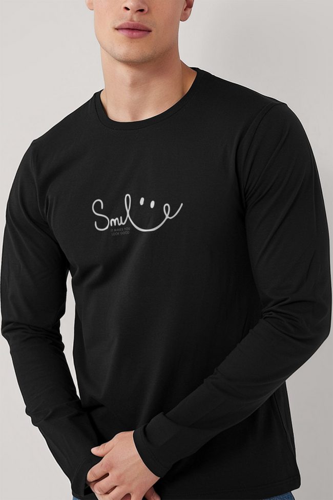 Smile Is Good, Long Sleeve Μπλούζα σε Μαύρο Χρώμα