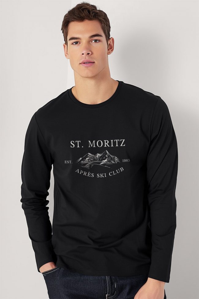 St. Moritz Est. 1985, Long Sleeve Μπλούζα σε Μαύρο Χρώμα