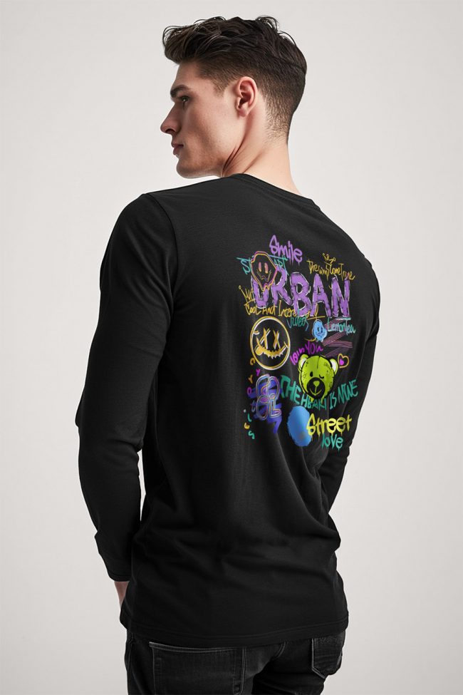Urban Street Love, Long Sleeve Μπλούζα σε Μαύρο Χρώμα