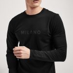 Milano Grey, Long Sleeve Μπλούζα σε Μαύρο Χρώμα