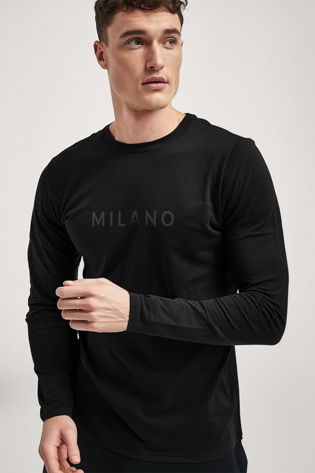 Milano Grey, Long Sleeve Μπλούζα σε Μαύρο Χρώμα
