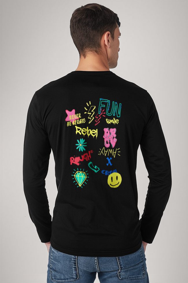 Fun Rebel, Long Sleeve Μπλούζα σε Μαύρο Χρώμα