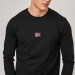 Norwegian Flag Centered, Long Sleeve Μπλούζα σε Μαύρο Χρώμα