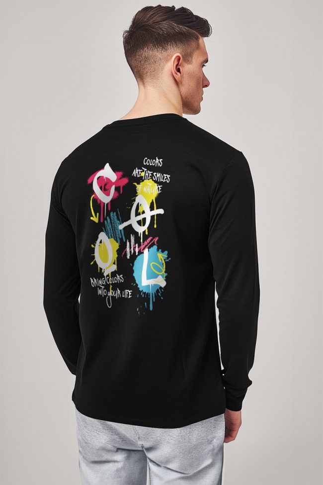 Cool Colorful Life, Long Sleeve Μπλούζα σε Μαύρο Χρώμα