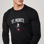 St. Moritz Swiss Alps, Long Sleeve Μπλούζα σε Μαύρο Χρώμα
