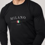 Milano Italia, Long Sleeve Μπλούζα σε Μαύρο Χρώμα