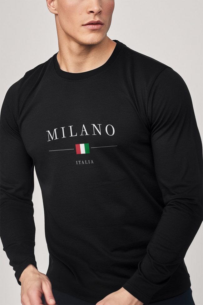 Milano Italia, Long Sleeve Μπλούζα σε Μαύρο Χρώμα