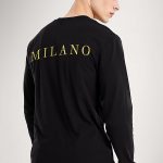 Milano Italy, Long Sleeve Μπλούζα σε Μαύρο Χρώμα