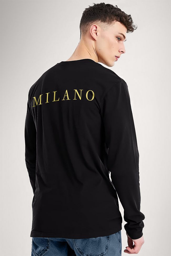 Milano Italy, Long Sleeve Μπλούζα σε Μαύρο Χρώμα