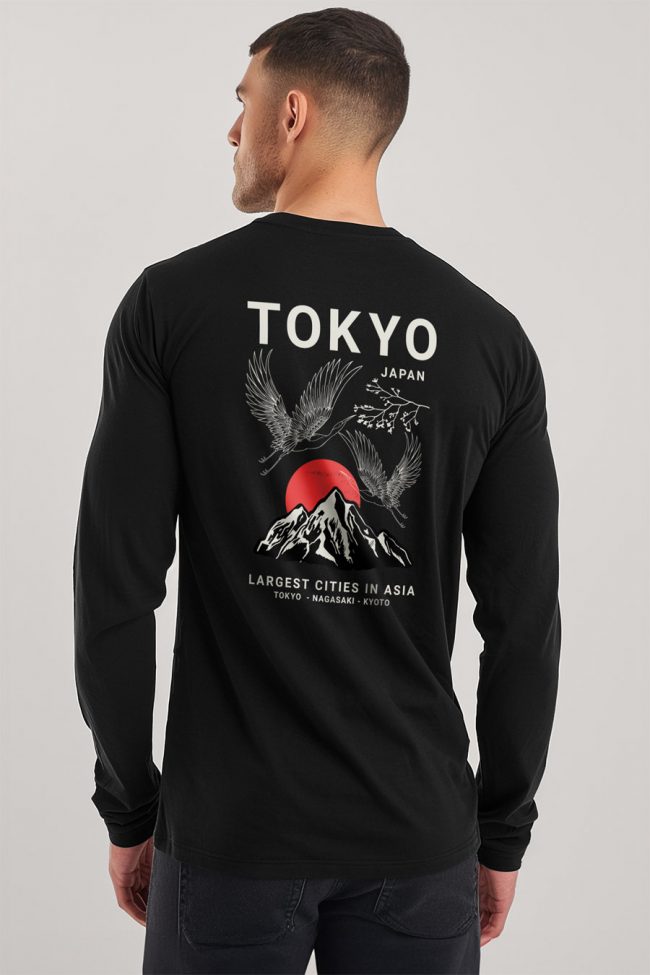 Japanese Sunset, Long Sleeve Μπλούζα σε Μαύρο Χρώμα