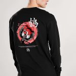 Japanese Toki Bird, Long Sleeve Μπλούζα σε Μαύρο Χρώμα