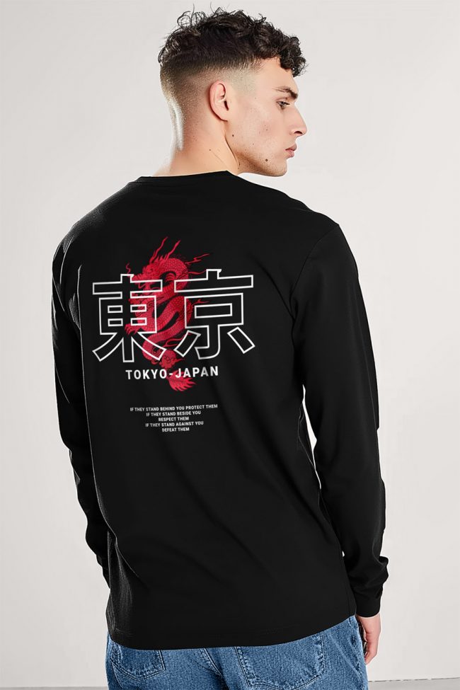 Japanese Dragon, Long Sleeve Μπλούζα σε Μαύρο Χρώμα