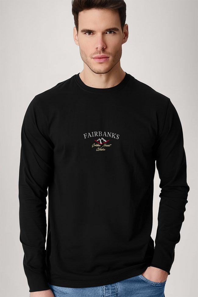 Fairbanks Alaska, Long Sleeve Μπλούζα σε Μαύρο Χρώμα