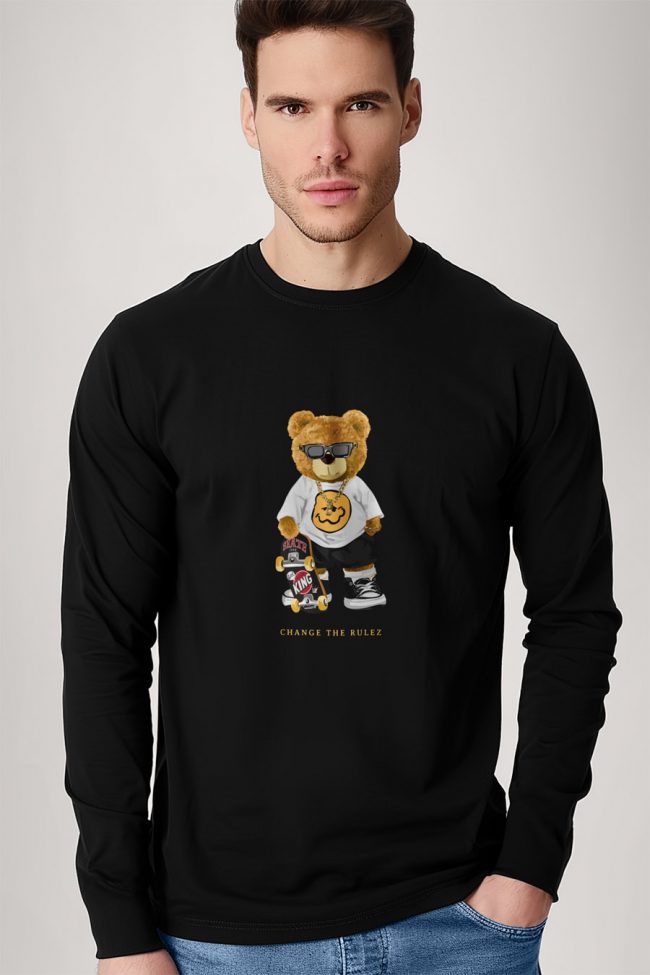 No Rulez Teddy, Long Sleeve Μπλούζα σε Μαύρο Χρώμα