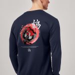 Japanese Toki Bird, Long Sleeve Μπλούζα σε Μπλε Χρώμα
