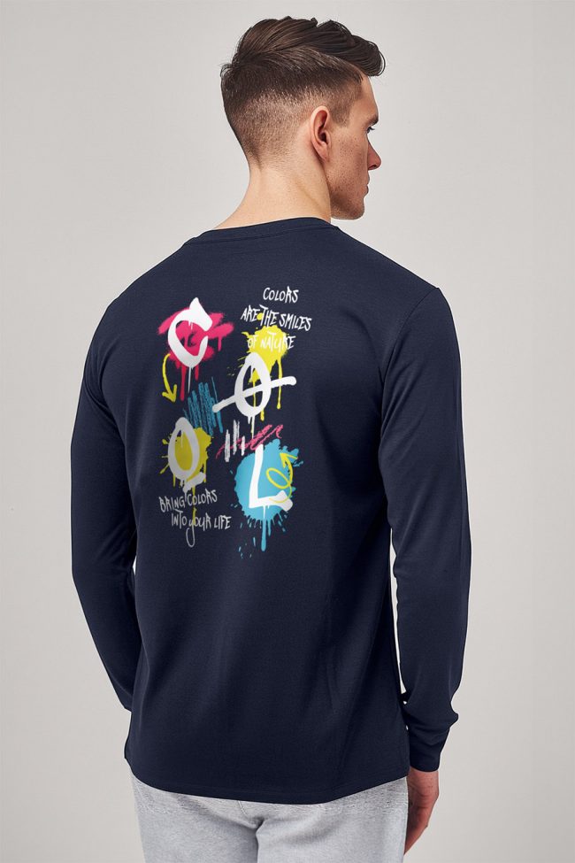 Cool Colorful Life, Long Sleeve Μπλούζα σε Μπλε Χρώμα