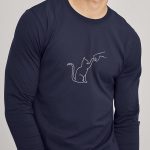 Cat Fist Bump, Long Sleeve Μπλούζα σε Μπλε Χρώμα