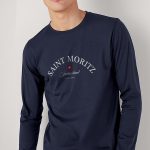 Saint Moritz Switzerland, Long Sleeve Μπλούζα σε Μπλε Χρώμα