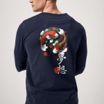 Koi Fish, Long Sleeve Μπλούζα σε Μπλε Χρώμα