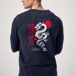 Tokyo Rising Dragon, Long Sleeve Μπλούζα σε Μπλε Χρώμα