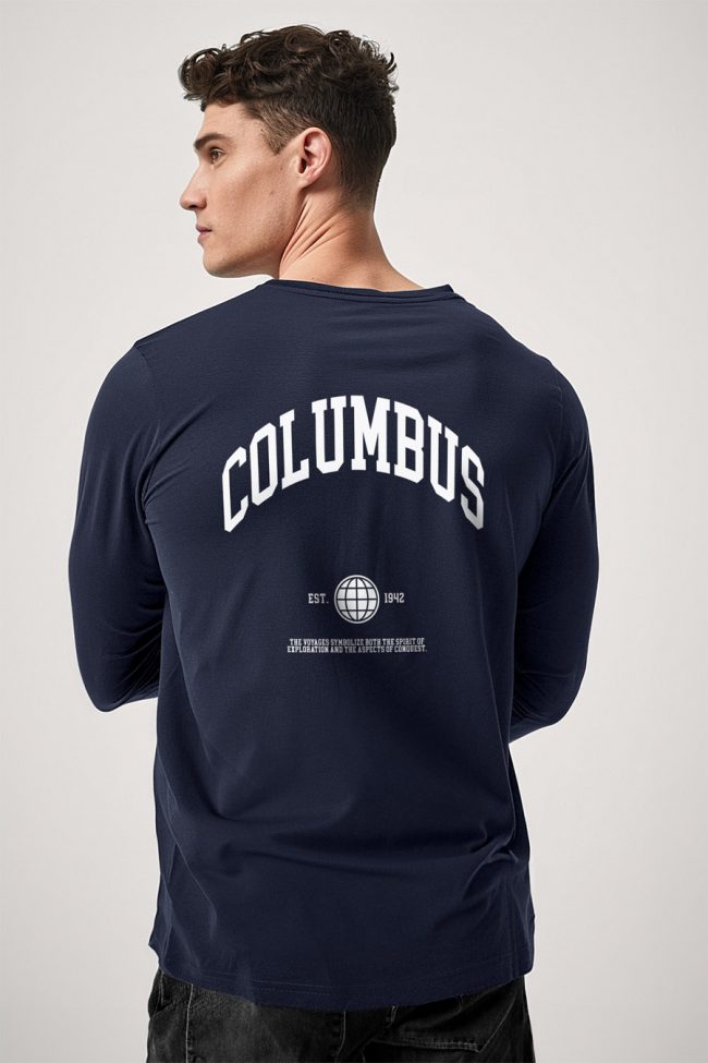 Columbus, Long Sleeve Μπλούζα σε Μπλε Χρώμα