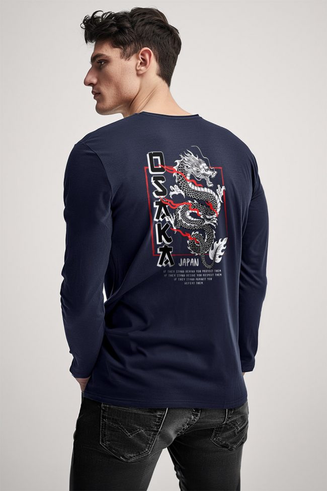 Osaka, Long Sleeve Μπλούζα σε Μπλε Χρώμα