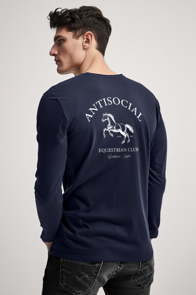 Antisocial Club, Long Sleeve Μπλούζα σε Μπλε Χρώμα