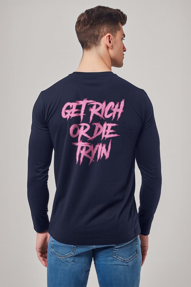 Get Rich, Long Sleeve Μπλούζα σε Μπλε Χρώμα